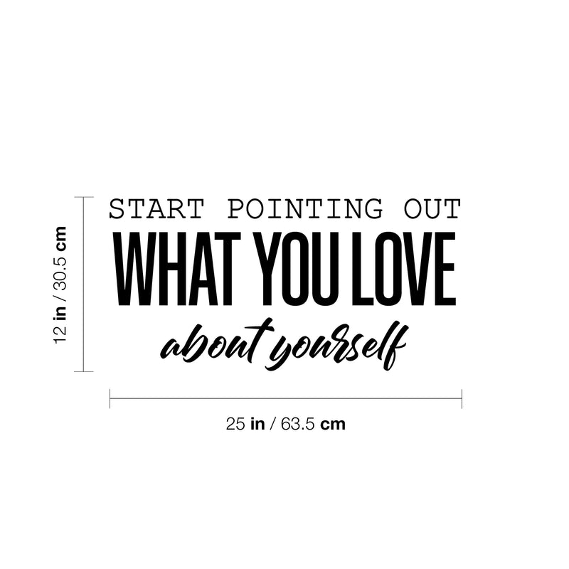 Vinyl Wall Art Decal - Start Pointing Out What You Love About Yourself - Modern Motivational Self Love Quote Sticker For Home Office Bedroom Mirror Decor 4