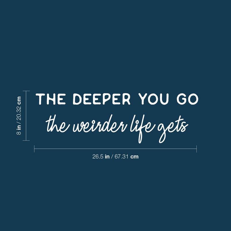 Vinyl Wall Art Decal - The Deeper You Go The Weider Life Gets - 8" x 26.5" - Motivational Positive Quote Sticker For Bedroom Living Room School Office Coffee Shop Gym Fitness Decor 4