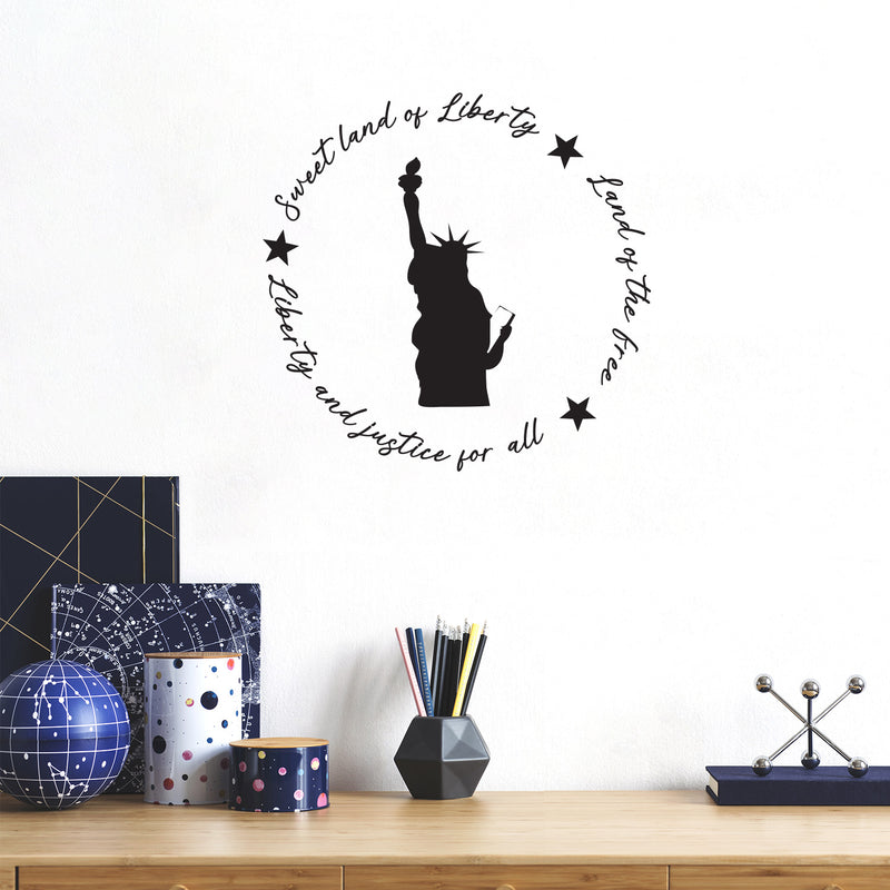 Vinyl Wall Art Decal - Land Of The Free - 12" x 12" - Motivational Positive 4 Of July Quote Statue Of Liberty Design Sticker For Home Windows Doors Storefront Independence Day Decor 2