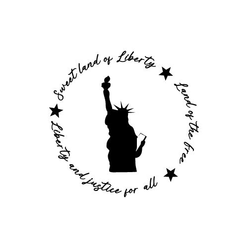 Vinyl Wall Art Decal - Land Of The Free - 12" x 12" - Motivational Positive 4 Of July Quote Statue Of Liberty Design Sticker For Home Windows Doors Storefront Independence Day Decor 1