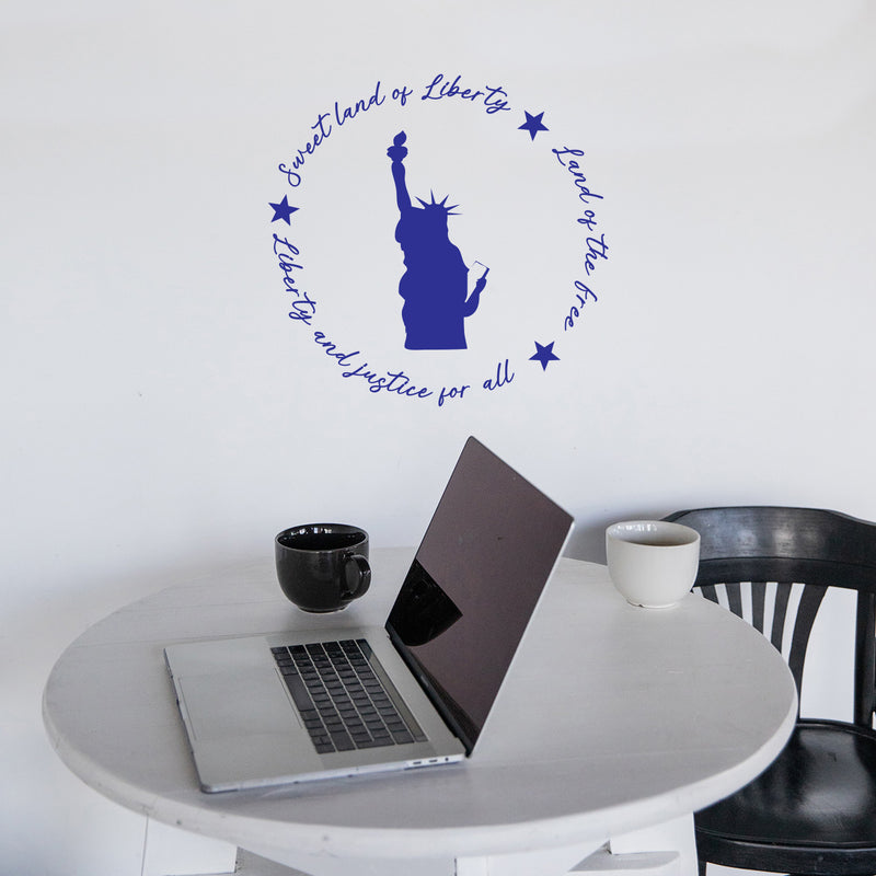 Vinyl Wall Art Decal - Land Of The Free - 12" x 12" - Motivational Positive 4 Of July Quote Statue Of Liberty Design Sticker For Home Windows Doors Storefront Independence Day Decor 2