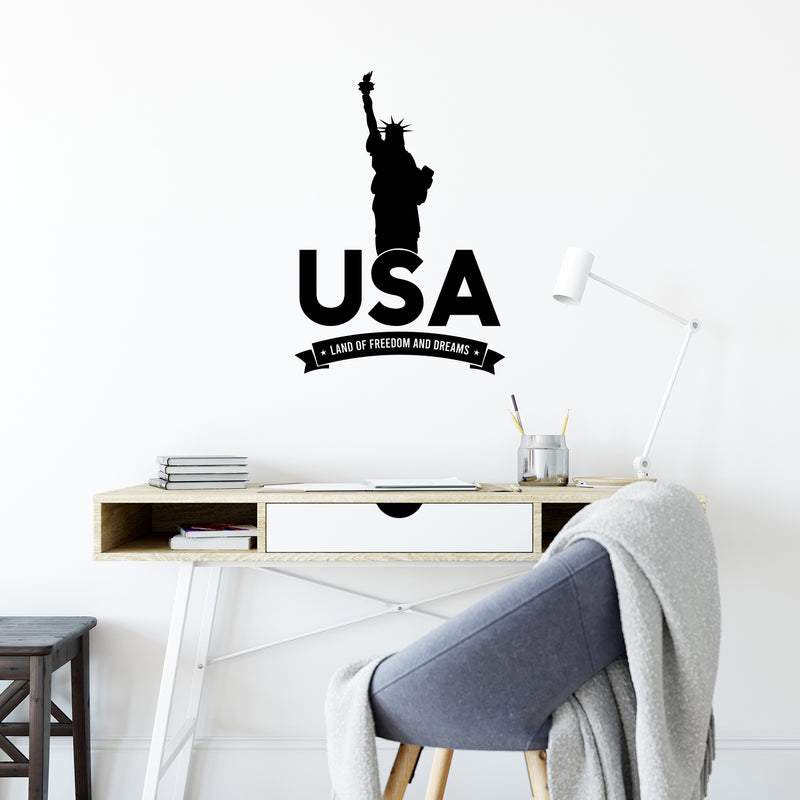 Vinyl Wall Art Decal - Land Of Freedom And Dreams - 4th Of July Independence Day Patriotic America USA Celebration Wall Sticker Decor 4