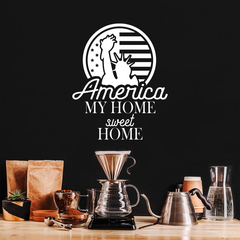 Vinyl Wall Art Decal - America My Home Sweet Home - 25" x 20.5" - Patriot American Memorial Day Quote Sticker For Home Office Bedroom Living Room Door Storefront Decor 2