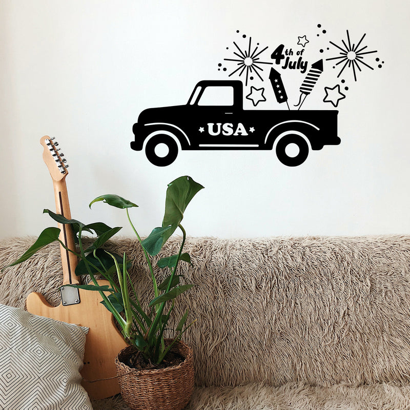 Vinyl Wall Art Decal - Truck Firework - 16" x 28.5" - Motivational Funny Positive 4 Of July Design Sticker For Home Living Room Windows Doors Office Storefront Independence Day Decor 3