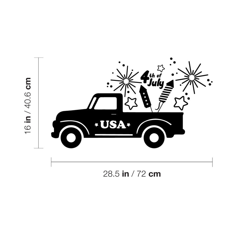 Vinyl Wall Art Decal - Truck Firework - 16" x 28.5" - Motivational Funny Positive 4 Of July Design Sticker For Home Living Room Windows Doors Office Storefront Independence Day Decor 4