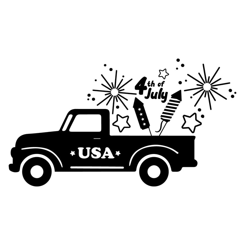 Vinyl Wall Art Decal - Truck Firework - 16" x 28.5" - Motivational Funny Positive 4 Of July Design Sticker For Home Living Room Windows Doors Office Storefront Independence Day Decor 1