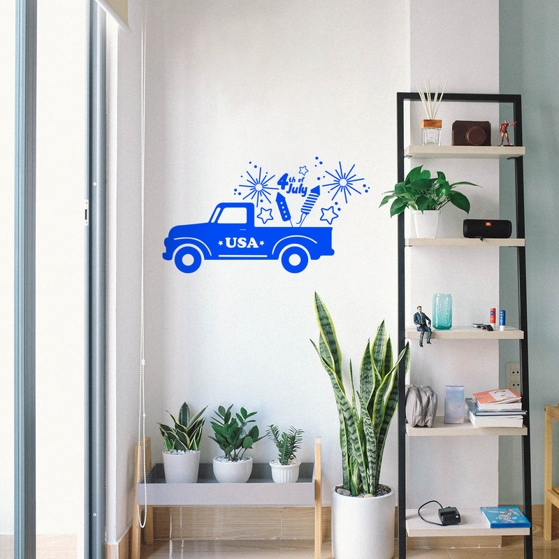 Vinyl Wall Art Decal - Truck Firework - 16" x 28.5" - Motivational Funny Positive 4 Of July Design Sticker For Home Living Room Windows Doors Office Storefront Independence Day Decor 3