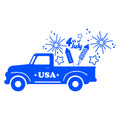 Vinyl Wall Art Decal - Truck Firework - - Motivational Funny Positive 4 Of July Design Sticker For Home Living Room Windows Doors Office Storefront Independence Day Decor 1