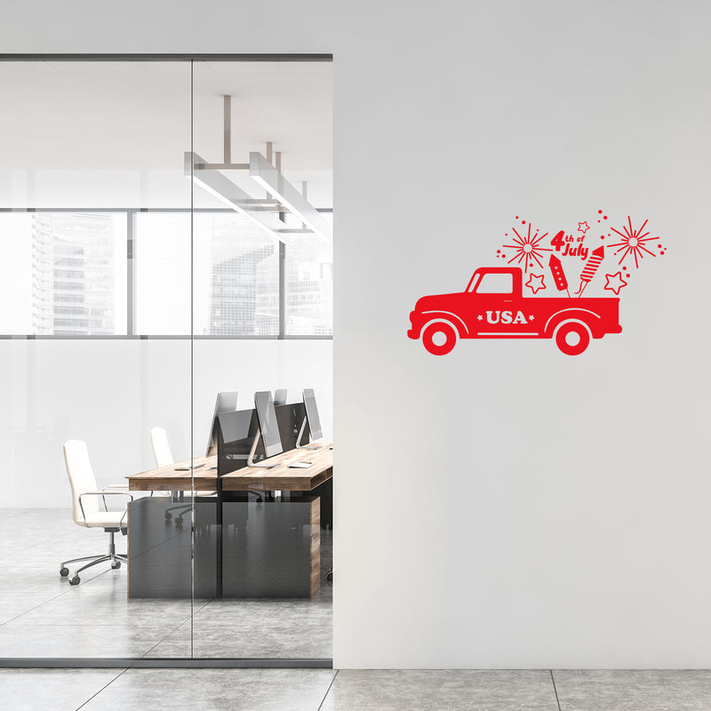 Vinyl Wall Art Decal - Truck Firework - 16" x 28.5" - Motivational Funny Positive 4 Of July Design Sticker For Home Living Room Windows Doors Office Storefront Independence Day Decor 3