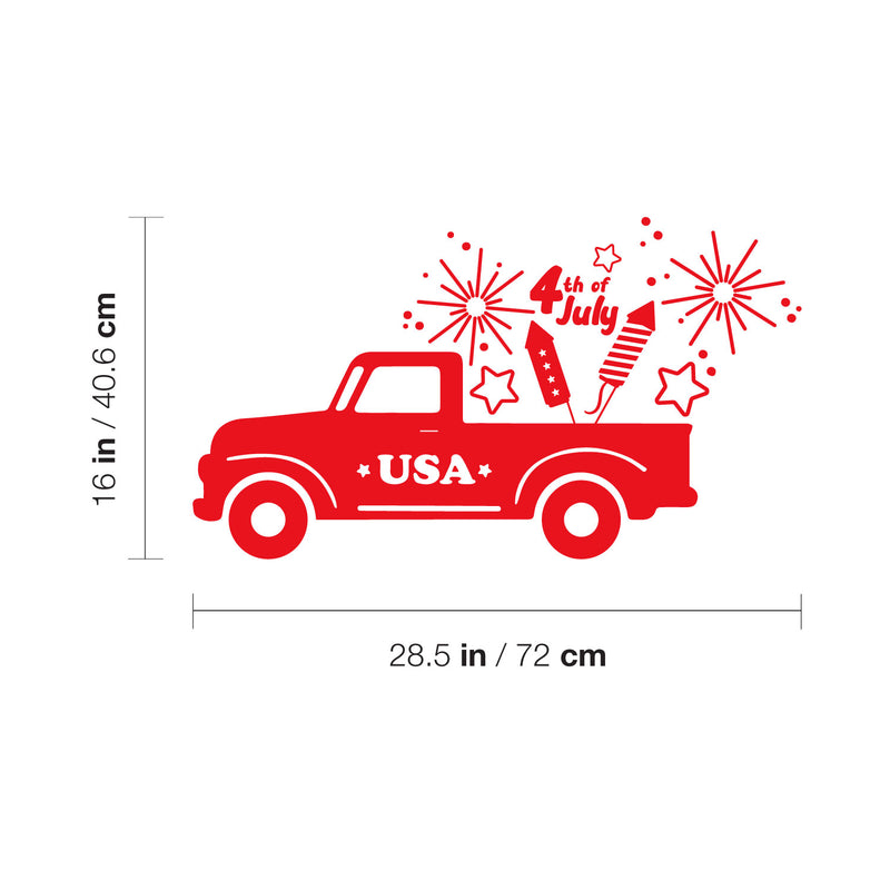 Vinyl Wall Art Decal - Truck Firework - 16" x 28.5" - Motivational Funny Positive 4 Of July Design Sticker For Home Living Room Windows Doors Office Storefront Independence Day Decor 4