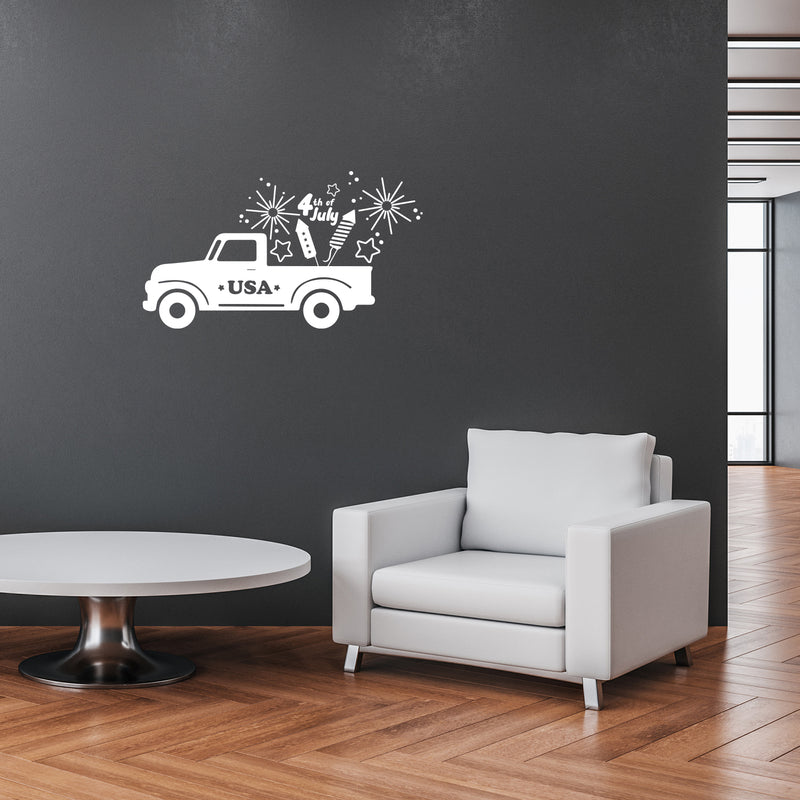 Vinyl Wall Art Decal - Truck Firework - 16" x 28.5" - Motivational Funny Positive 4 Of July Design Sticker For Home Living Room Windows Doors Office Storefront Independence Day Decor 2