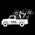 Vinyl Wall Art Decal - Truck Firework - 16" x 28.5" - Motivational Funny Positive 4 Of July Design Sticker For Home Living Room Windows Doors Office Storefront Independence Day Decor 1