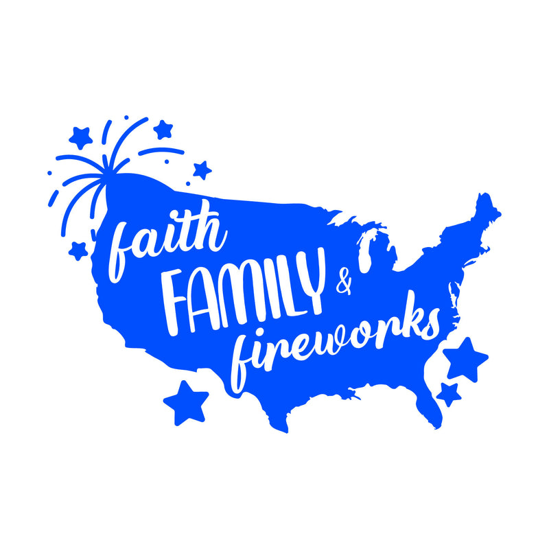 Vinyl Wall Art Decal - Faith Family - 17.5" x 25" - Motivational Positive 4 Of July Quote USA Silhouette Design Sticker For Home Windows Doors Storefront Independence Day Decor 1