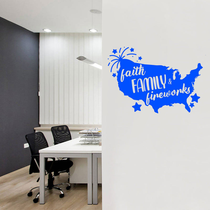 Vinyl Wall Art Decal - Faith Family - 17.5" x 25" - Motivational Positive 4 Of July Quote USA Silhouette Design Sticker For Home Windows Doors Storefront Independence Day Decor 2