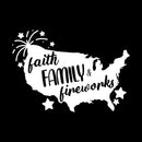 Vinyl Wall Art Decal - Faith Family - 17.5" x 25" - Motivational Positive 4 Of July Quote USA Silhouette Design Sticker For Home Windows Doors Storefront Independence Day Decor 1