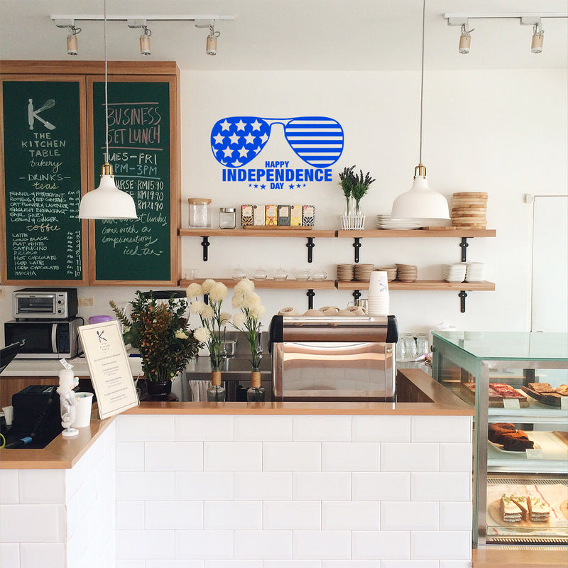 Vinyl Wall Art Decal - Happy Independence Day - 4th Of July Patriotic America USA Celebration Wall Sticker Decor 3