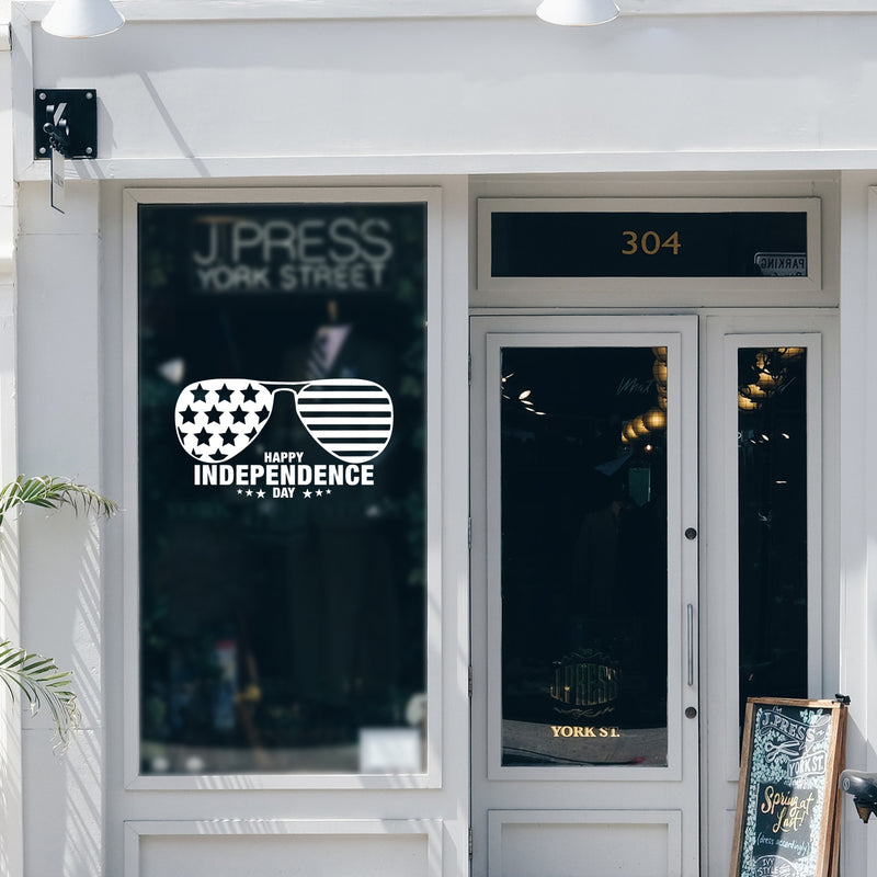 Vinyl Wall Art Decal - Happy Independence Day - 25" x 14" - 4th Of July USA America Celebration Quote Sticker For Home Work Office Window Store Living Room Shopfront Decor 3