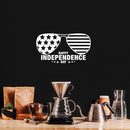 Vinyl Wall Art Decal - Happy Independence Day - 25" x 14" - 4th Of July USA America Celebration Quote Sticker For Home Work Office Window Store Living Room Shopfront Decor 1