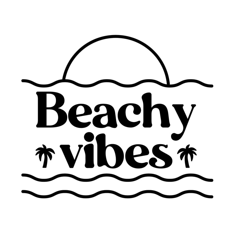 Vinyl Wall Art Decal - Beachy Vibes - 5" x 6" - Inspiring Positive Fun Summer Vibes Quote Cool Design Sticker For Home Office Laptops Notebooks Cars Bumpers Windows Mugs Thermos Decor 1