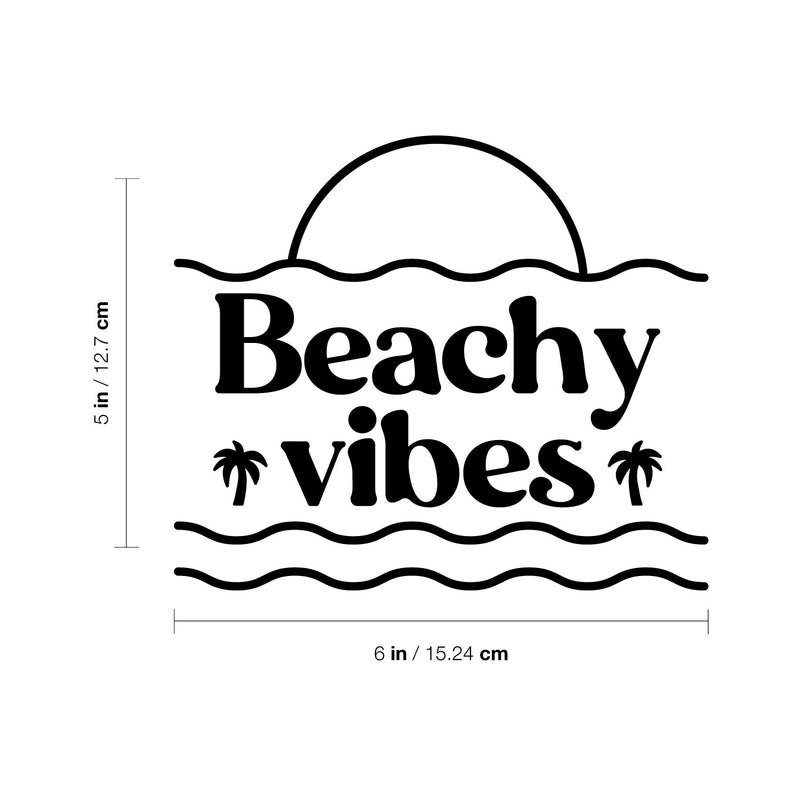 Vinyl Wall Art Decal - Beachy Vibes - Inspiring Positive Fun Summer Vibes Quote Cool Design Sticker For Home Office Laptops Notebooks Cars Bumpers Windows Mugs Thermos Decor 4