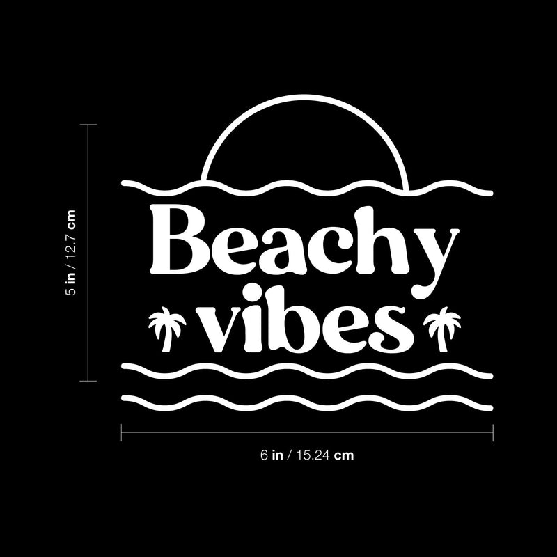 Vinyl Wall Art Decal - Beachy Vibes - 5" x 6" - Inspiring Positive Fun Summer Vibes Quote Cool Design Sticker For Home Office Laptops Notebooks Cars Bumpers Windows Mugs Thermos Decor 4