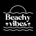 Vinyl Wall Art Decal - Beachy Vibes - 5" x 6" - Inspiring Positive Fun Summer Vibes Quote Cool Design Sticker For Home Office Laptops Notebooks Cars Bumpers Windows Mugs Thermos Decor 1