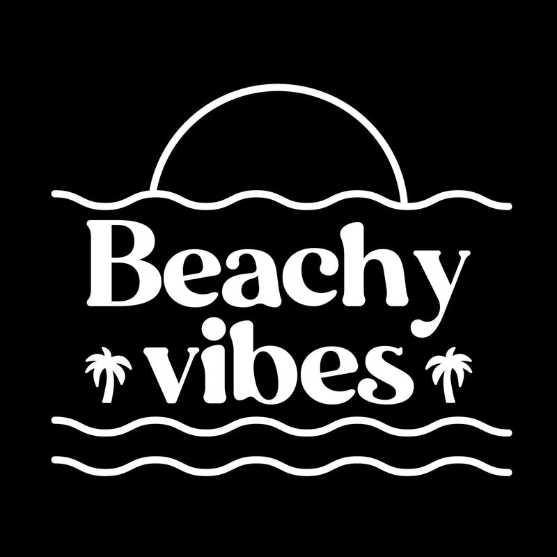 Vinyl Wall Art Decal - Beachy Vibes - 5" x 6" - Inspiring Positive Fun Summer Vibes Quote Cool Design Sticker For Home Office Laptops Notebooks Cars Bumpers Windows Mugs Thermos Decor 1