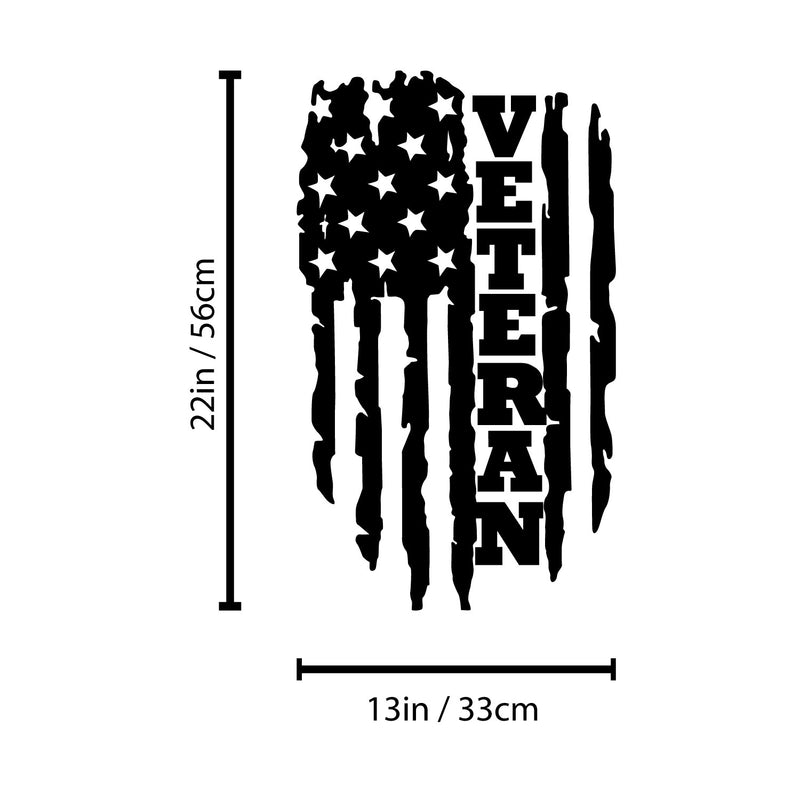 Vinyl Wall Art Decal - Veteran USA Flag - Inspiring Patriotic American Memorial Day Design Sticker For Home Doors Cars Trucks Windows Bumpers Office Storefront Decor 4