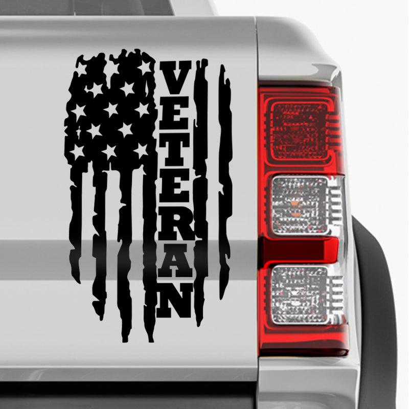 Vinyl Wall Art Decal - Veteran USA Flag - Inspiring Patriotic American Memorial Day Design Sticker For Home Doors Cars Trucks Windows Bumpers Office Storefront Decor 3