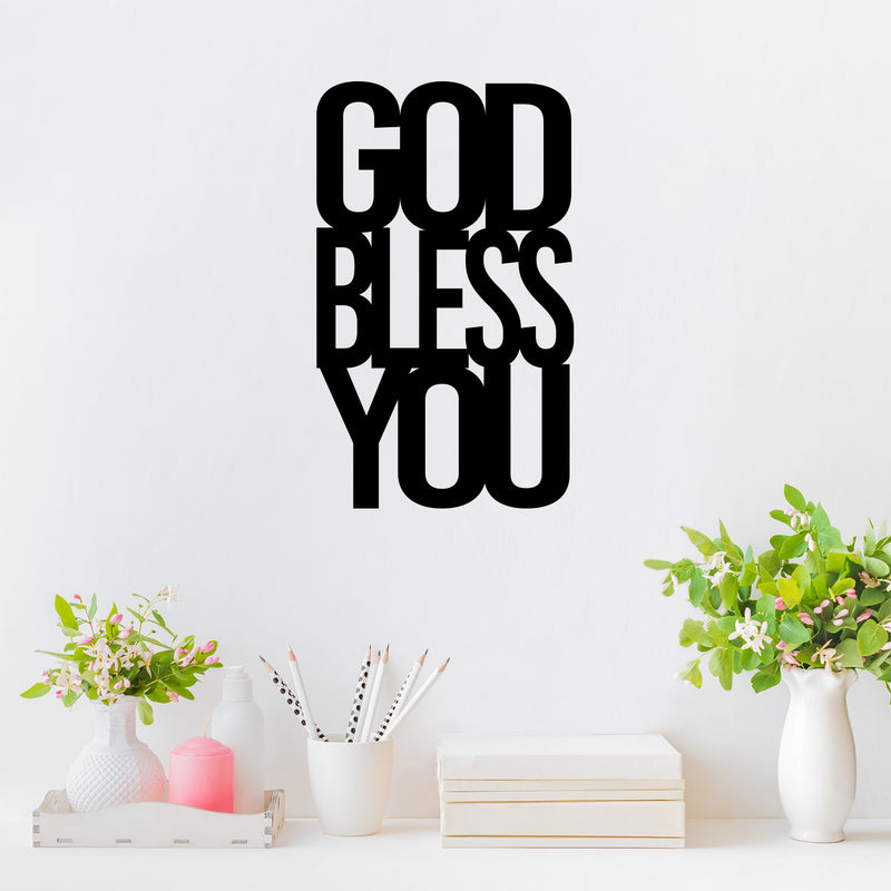 Vinyl Wall Art Decal - God Bless You - 16.5" x 25" - Trendy Inspirational Spiritual Religious Quote Sticker For Home Office Living Room Bedroom Decor 3