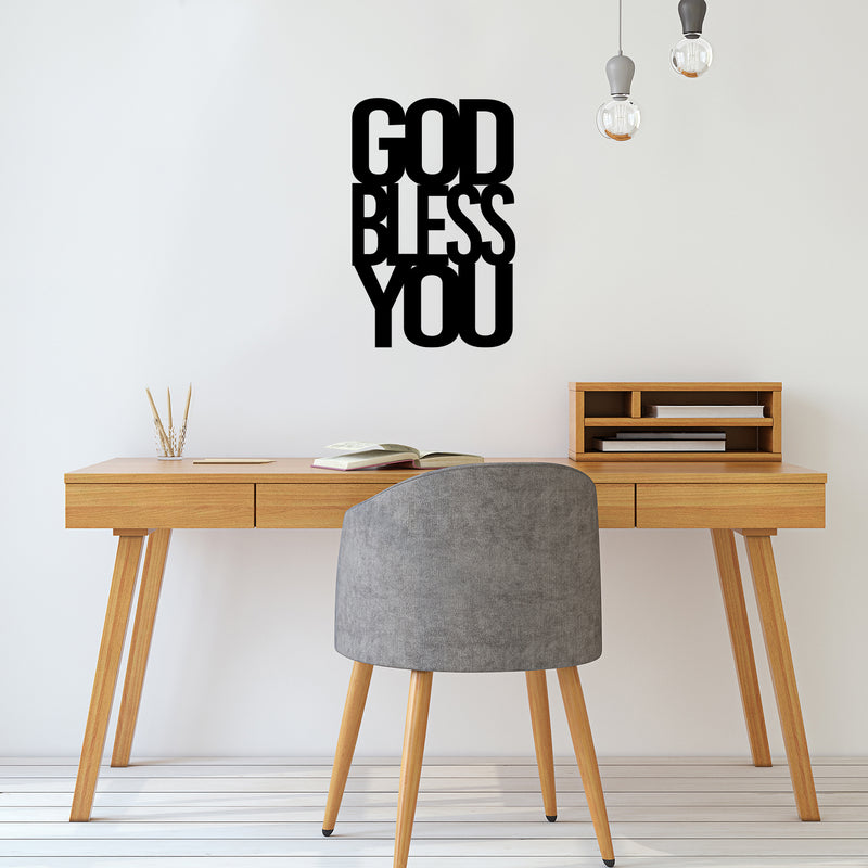 Vinyl Wall Art Decal - God Bless You - 16.5" x 25" - Trendy Inspirational Spiritual Religious Quote Sticker For Home Office Living Room Bedroom Decor 2