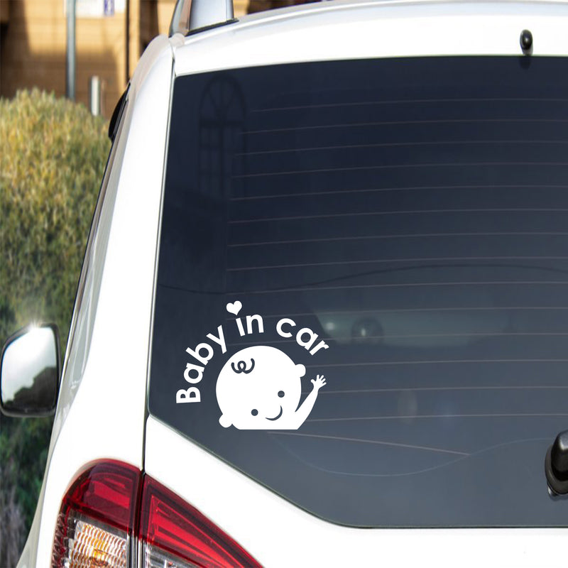 Vinyl Wall Art Decal - Baby In Car - 6" x 5" - Lovely Happy Baby Icon Cute Design Modern Moms Quote Bumper Sticker For Car Window Family Minivan Cars Decor 2