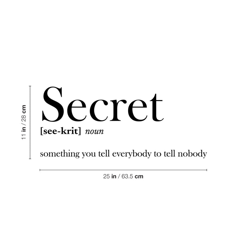 Vinyl Wall Art Decal - Secret Definition - 11" x 25" - Trendy Positive Funny Joke Quote Sticker For Home Living Room Classroom Office Coffee Shop Storefront Sarcastic Decor 4