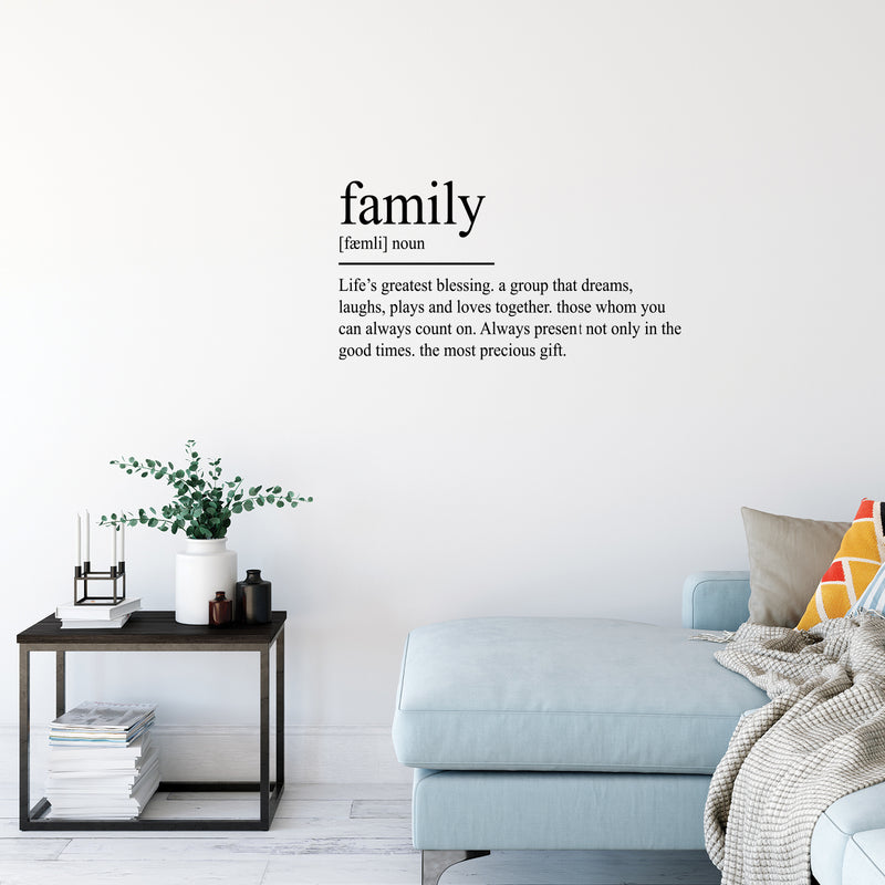 Vinyl Wall Art Decal - Family Definition - 25" x 47" - Modern Lovely Inspirational Quote Sticker For Home Bedroom Closet Living Room Family Room Dining Room Playroom Coffee Shop Decor 3