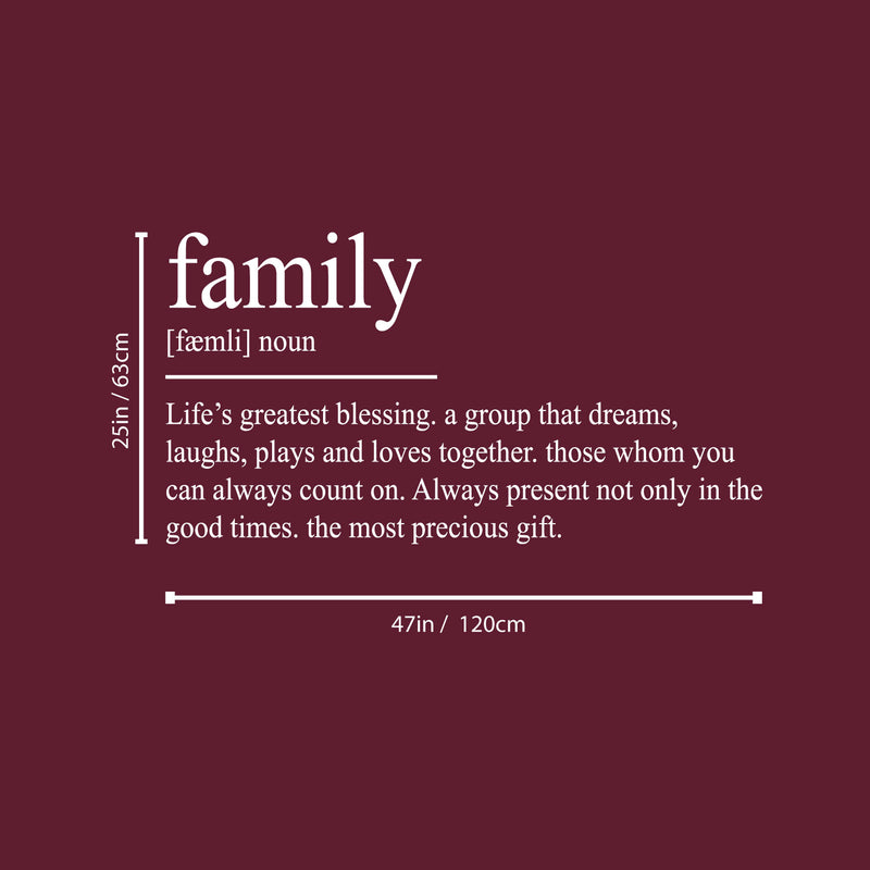 Vinyl Wall Art Decal - Family Definition - 25" x 47" - Modern Lovely Inspirational Quote Sticker For Home Bedroom Closet Living Room Family Room Dining Room Playroom Coffee Shop Decor 4
