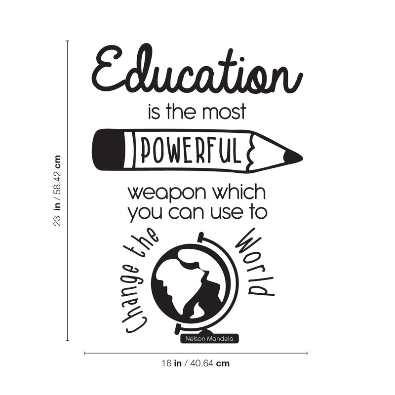 Vinyl Wall Art Decal - Education Is The Most Powerful - 23" x 16" - Inspiring Educational Back to School Quote Sticker For Classroom Kids Room Home Kindergarten Fun Playroom Preschool Decor 4