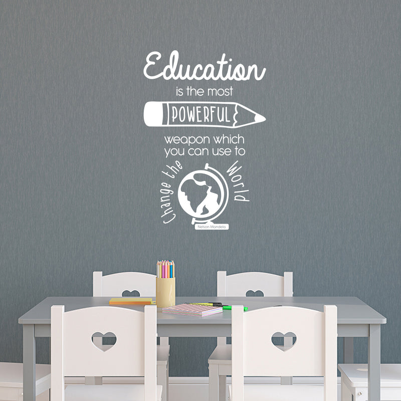 Vinyl Wall Art Decal - Education Is The Most Powerful - 23" x 16" - Inspiring Educational Back to School Quote Sticker For Classroom Kids Room Home Kindergarten Fun Playroom Preschool Decor 3