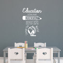 Vinyl Wall Art Decal - Education Is The Most Powerful - 23" x 16" - Inspiring Lovely Educational Back to School Design Sticker For Classroom Kids Room Home Kindergarten Fun Playroom Preschool Decor 1
