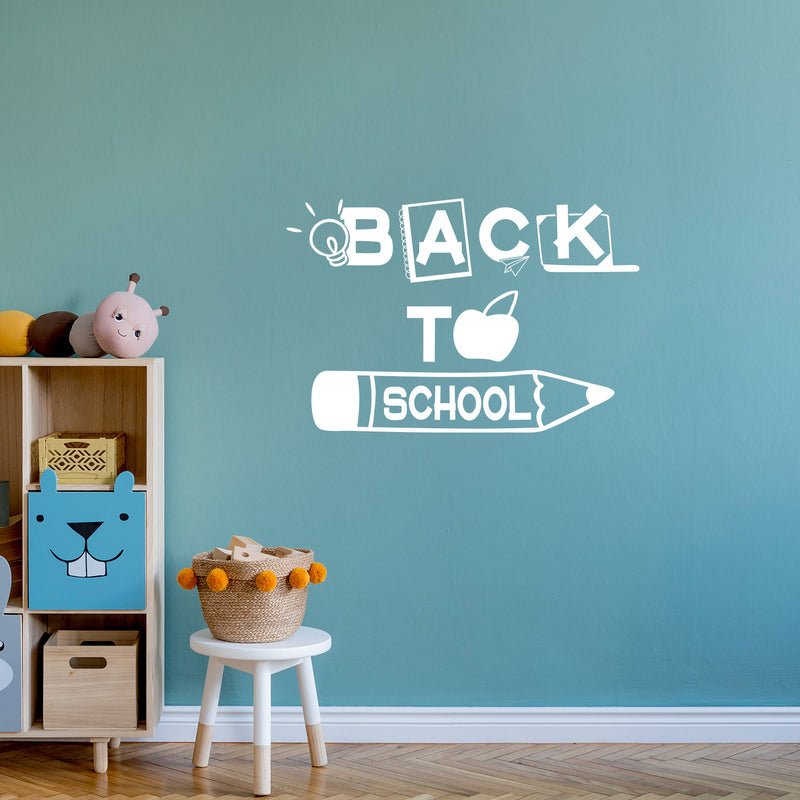 Vinyl Wall Art Decal - Back To School - 15" x 23" - Cute Educational Quote Sticker For Classroom Kids Room Home Kindergarten Fun Playroom Preschool Middle College School  Decor 2