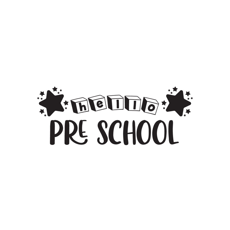 Vinyl Wall Art Decal - Hello Pre School - 11.5" x 30" - Cute Educational Quote Sticker For Classroom Kids Room Home Kindergarten Fun Playroom Preschool Decor 1