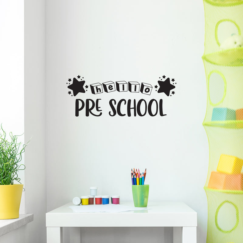 Vinyl Wall Art Decal - Hello Pre School - 11.5" x 30" - Cute Educational Quote Sticker For Classroom Kids Room Home Kindergarten Fun Playroom Preschool Decor 3