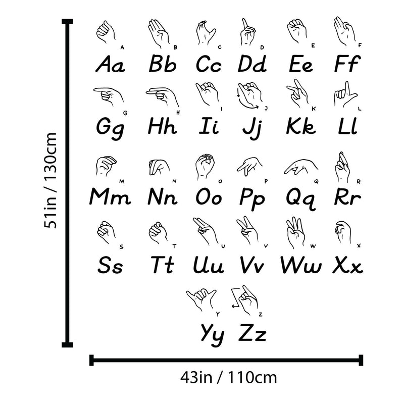 Vinyl Wall Art Decal - American Sign Language  - 51" x 43" - Educational Back To School Alphabet Sticker For Classroom Kids Room Home Kindergarten Playroom Preschool Decor 4
