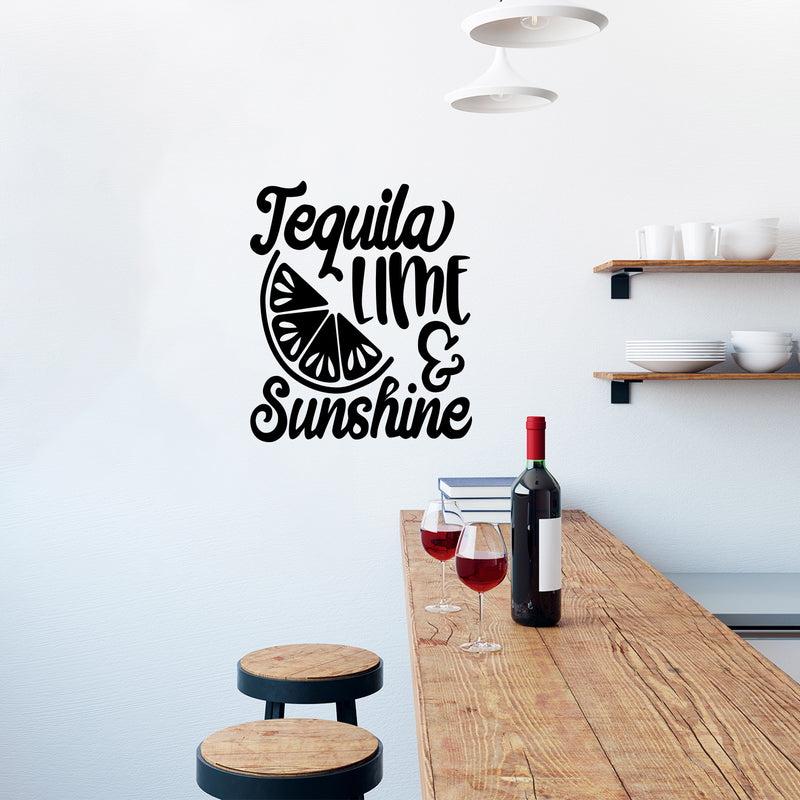 Vinyl Wall Art Decal - Tequila Lime And Sunshine - Trendy Sarcastic Funny Adult Quote Sticker For Home Bar Kitchen Restaurant Wine Cellar Food Store Shopfront Decor 3