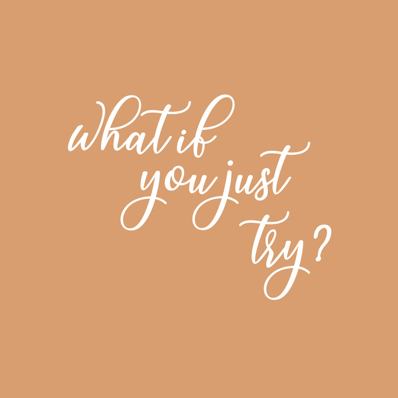 Vinyl Wall Art Decal - What If You Just Try? -16.5" x 21" - Modern Inspirational Optimistic Lovely Quote Sticker For Home Bedroom Living Room Classroom Office Coffee Shop Decor 1