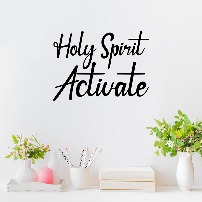 Vinyl Wall Art Decal - Holy Spirit Activate - 20" x 27" - Modern Inspiring Lovely Spiritual Quote Sticker For Bedroom Living Room Coffee Shop Religious Center Decor 3