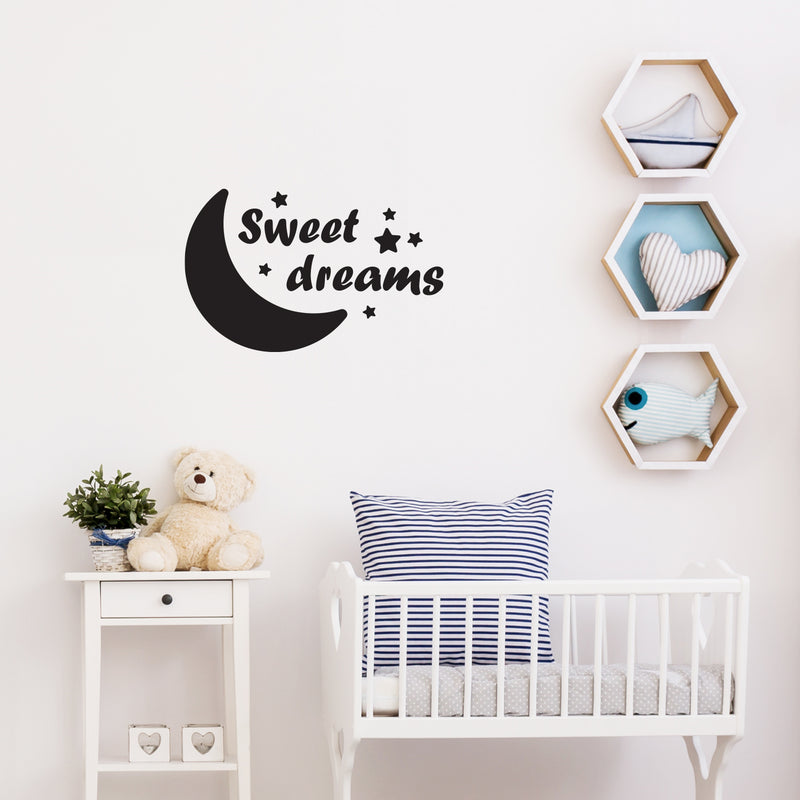 Vinyl Wall Art Decal - Sweet Dreams - Trendy Inspirational Cute Quote Sticker For Children Bedroom Home Baby Nursery Daycare Kids Room Decor 2