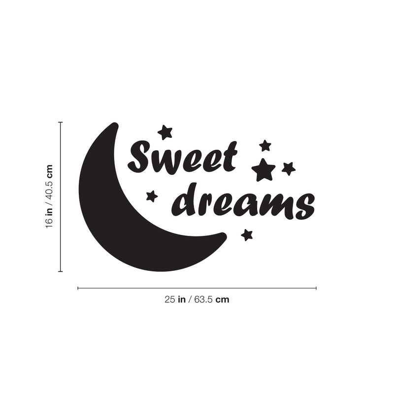 Vinyl Wall Art Decal - Sweet Dreams - Trendy Inspirational Cute Quote Sticker For Children Bedroom Home Baby Nursery Daycare Kids Room Decor 4