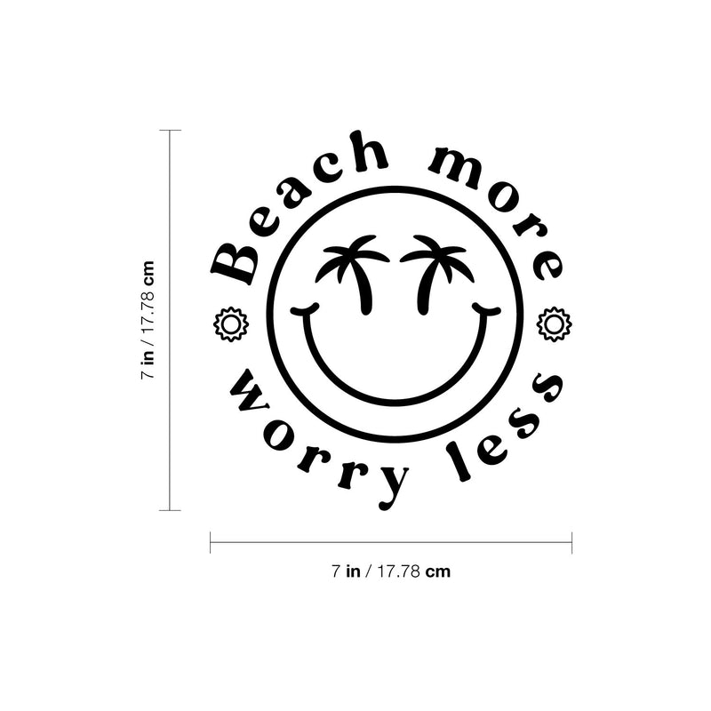 Vinyl Wall Art Decal - Beach More Worry Less - Inspiring Positive Fun Summer Vibes Quote Cool Design Sticker For Home Office Laptops Notebooks Cars Decor 4