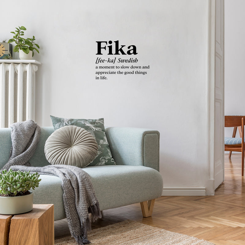 Vinyl Wall Art Decal - Fika Definition - 15" x 11" - Trendy Positive Funny Quote Sticker For Home Pet Bedroom Living Room Coffee Shop Vet Office Decor 2