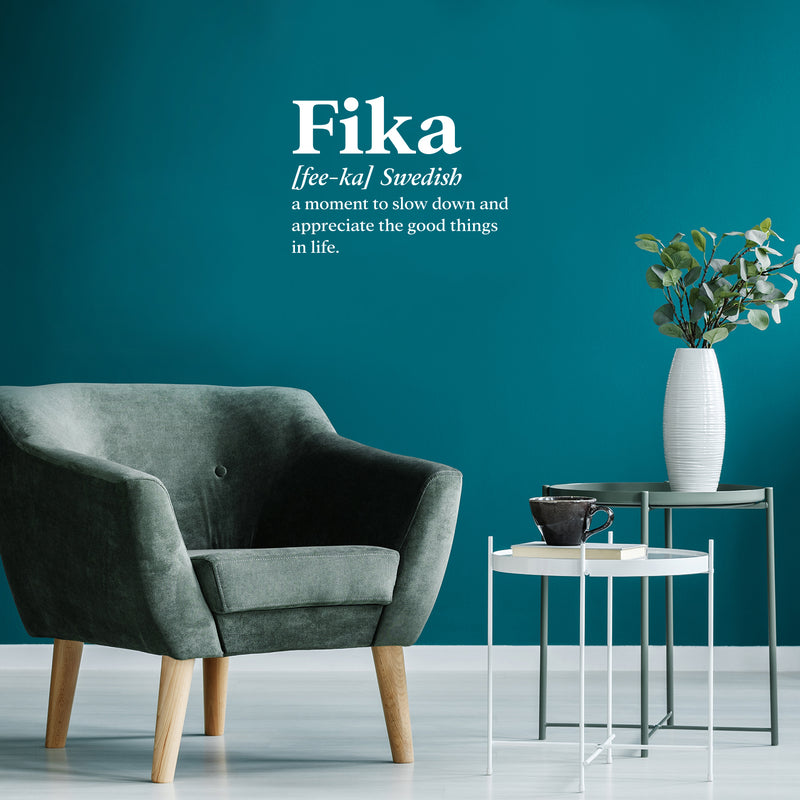 Vinyl Wall Art Decal - Fika Definition - 15" x 11" - Trendy Positive Funny Quote Sticker For Home Pet Bedroom Living Room Coffee Shop Vet Office Decor 2